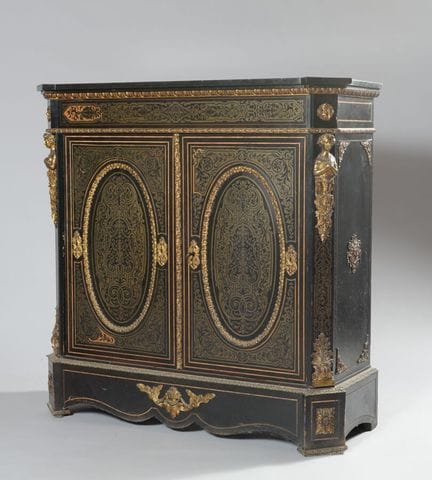 Blackened wood sideboard with Boulle-style brass m