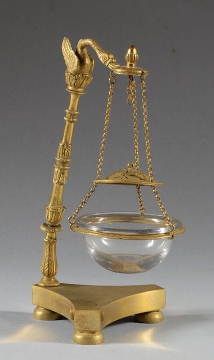 Swan-shaped incense burner made of gilded bronze a