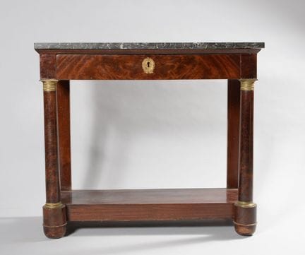 Rectangular console table in mahogany veneer with 
