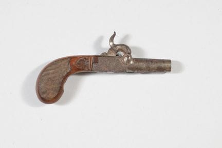 Percussion-lock pistol, round barrel for forced-ba
