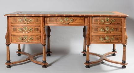 Scrivania Mazarin bifacciale in impiallacciatura d