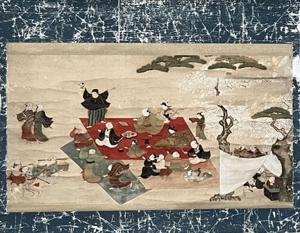 JAPON
Kakemono à l'encre et couleurs sur papier, r