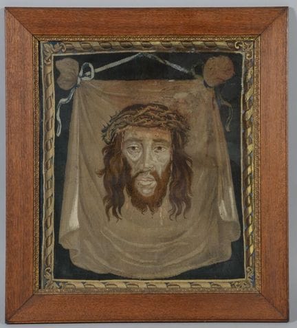 A tapestry panel made of silk and wool threads dep