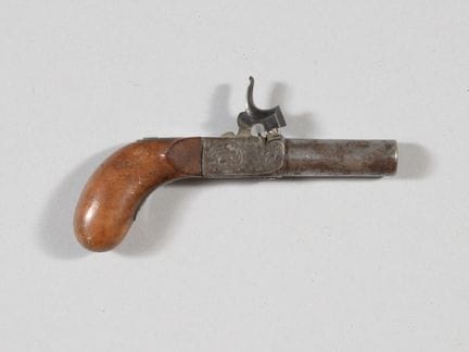 Percussion-lock pistol, round barrel with forced-b