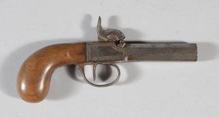 Iron percussion lock pistol with an octagonal barr