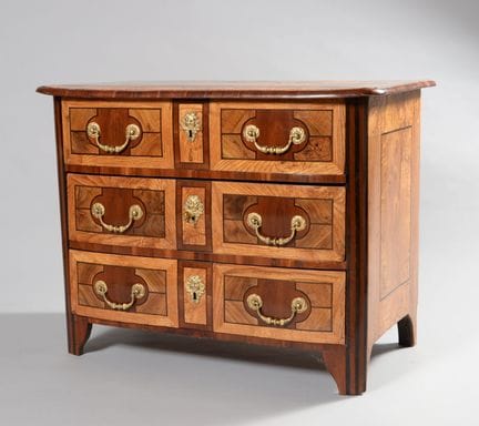 Chest of drawers made of ash and pear wood veneer,