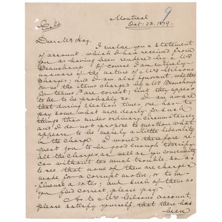 Lettera firmata da John Abbott sulle spese elettor