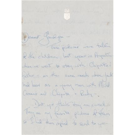 Lettre autographe signée de Jacqueline Kennedy adr
