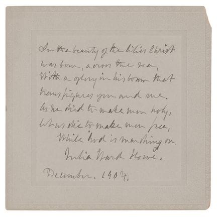 Citazione autografa firmata da Julia Ward Howe tra