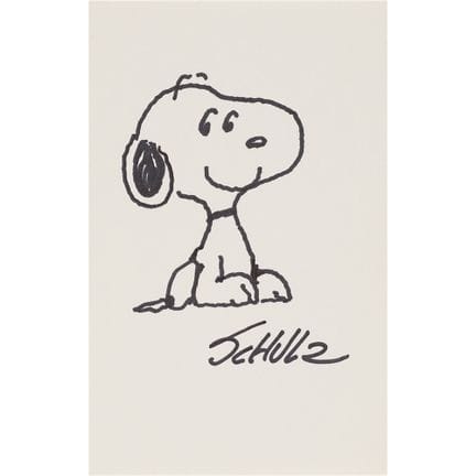 Schizzo autografato di Snoopy di Charles Schulz
Sc