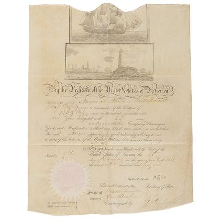 John Tyler and Daniel Webster Document Signed as P