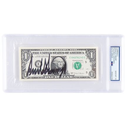 唐纳德·特朗普亲笔签名的1美元纸币——PSA GEM MINT 10
2017A系列1美元纸币，唐纳