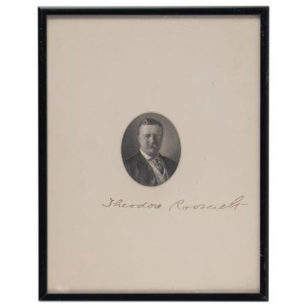 Portrait gravé et signé de Théodore Roosevelt
Joli