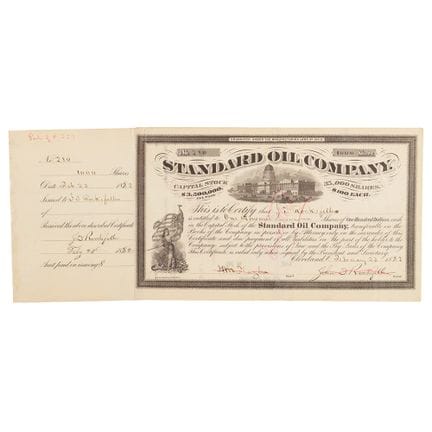 Certificato azionario della Standard Oil del 1882,