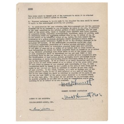 Mack Sennett Twice-Signed Document
Canadian-Americ