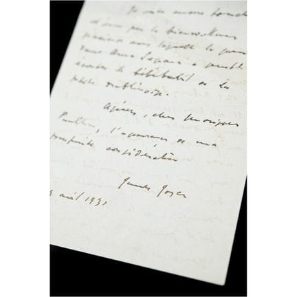 Lettera autografa firmata da James Joyce sulla "im
