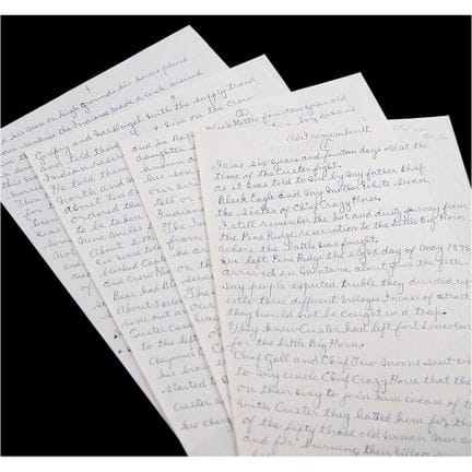 Manoscritto autografo firmato del Capo Volpe Rossa