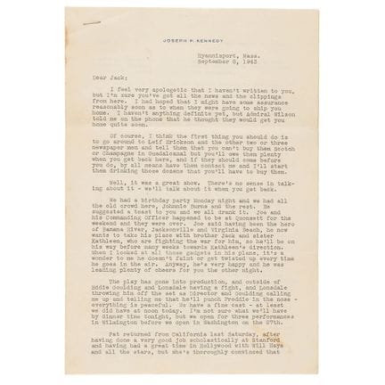 Joseph P. Kennedy Typed Letter Signed to His Son, 