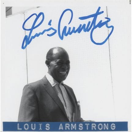 Fotografia spontanea autografata di Louis Armstron