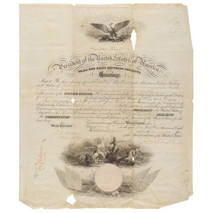 Franklin Pierce Document Signed as President, Appo