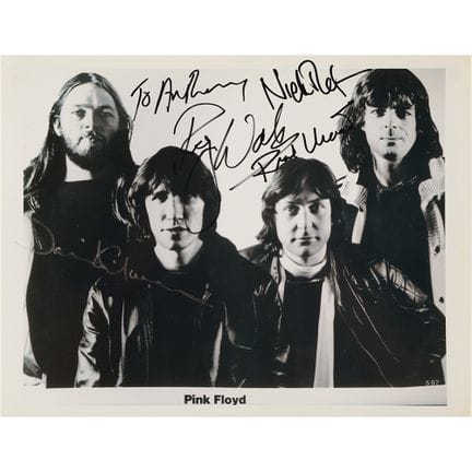 Fotografia dei Pink Floyd autografata da tutti i m