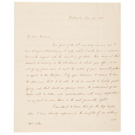 Andrew Jackson Letter Signed as President on a Gov