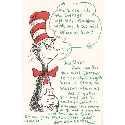 Lettre autographe signée du Dr Seuss à l'occasion 