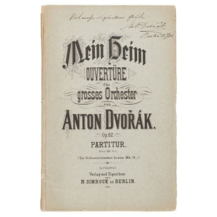 Livret de partition signé par Antonín Dvořák, 1882