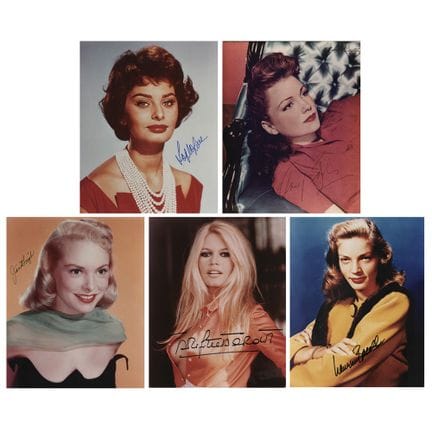 Actrices (5) : photos dédicacées de Bardot, Loren 