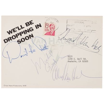 Carte postale signée par Van Halen
Superbe carte p