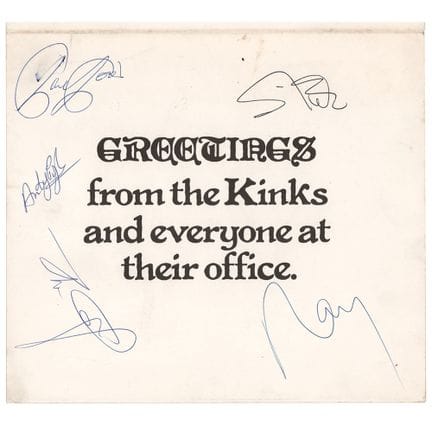 Carte de Noël signée par les Kinks
Carte de Noël v