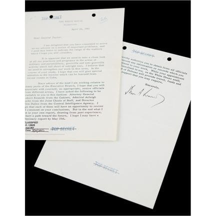 Lettre dactylographiée « Top Secret » de John F. K