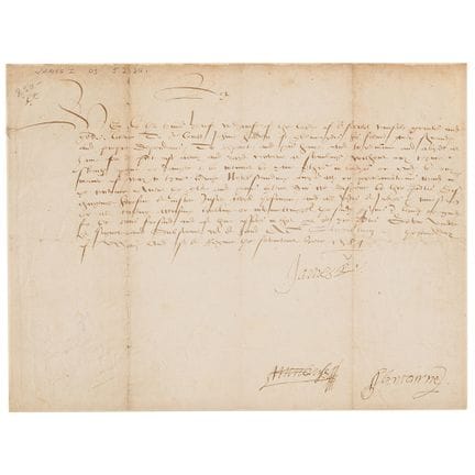 Documento del re Giacomo I, firmato in qualità di 
