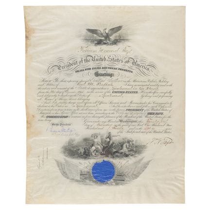Document signé par William H. Taft en sa qualité d