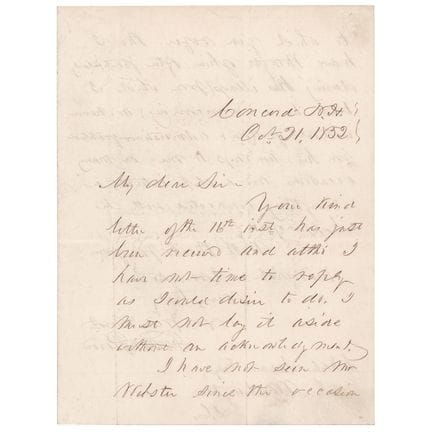 Franklin Pierce Autograph Letter Signed on Daniel 
