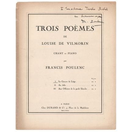 Livret de partitions signé par Francis Poulenc, 19