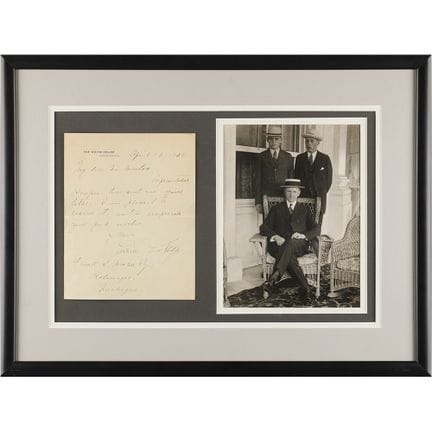 Lettre autographe signée par Calvin Coolidge en ta