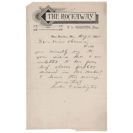 Lettera autografa firmata da Booker T. Washington
