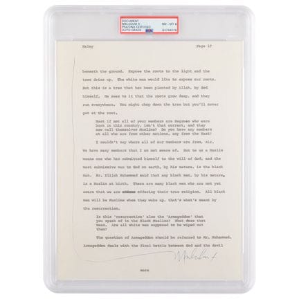 Pagina autografata da Malcolm X per l’intervista d