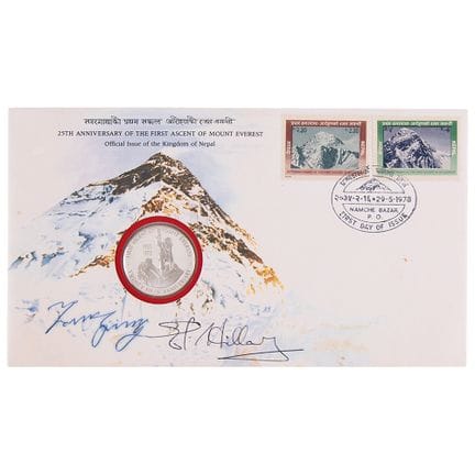 Busta commemorativa autografata da Edmund Hillary 