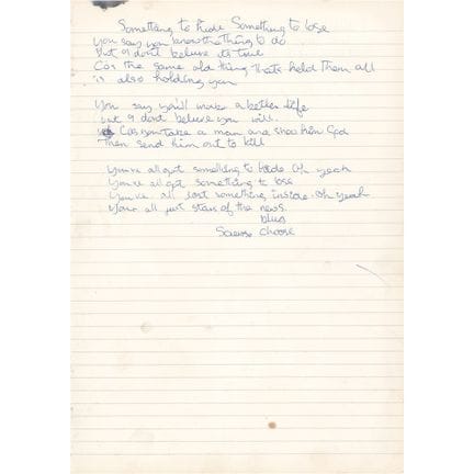 Badfinger : Paroles manuscrites originales de Pete