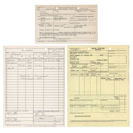 Alan Shepard Signed and Filled-Out 'Travel Memoran