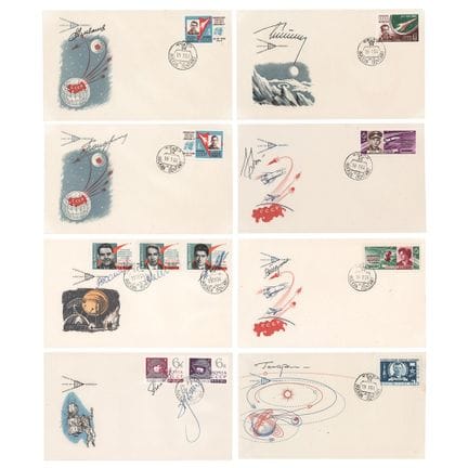Cosmonaut Signed KNIGA Covers (8) with Gagarin, Te