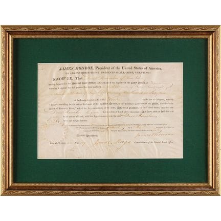 James Monroe Document Signed as President
Partly-p