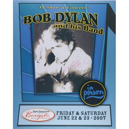 Locandina autografata da Bob Dylan del concerto di