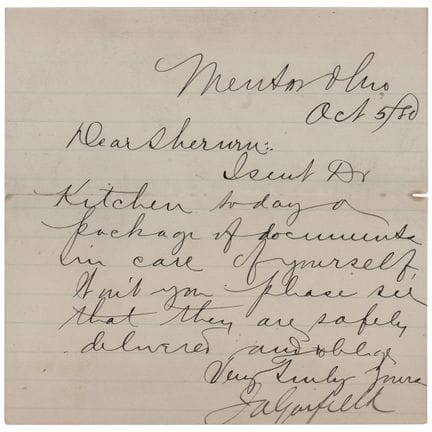 James A. Garfield Letter Signed - One Month Before