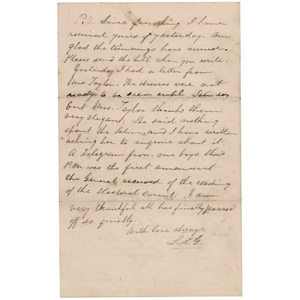 Lucretia Garfield Autograph Letter Signed on Garfi