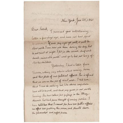 Lettre autographe signée de Clement C. Moore sur l