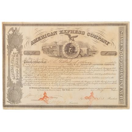 Certificato azionario American Express firmato da 
