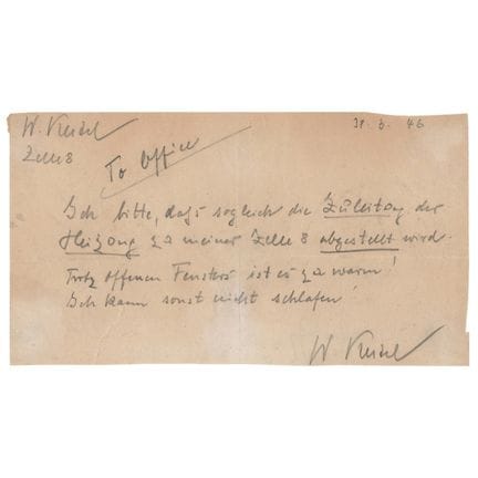 Zweimal signierter Autogrammbrief von Wilhelm Keit
